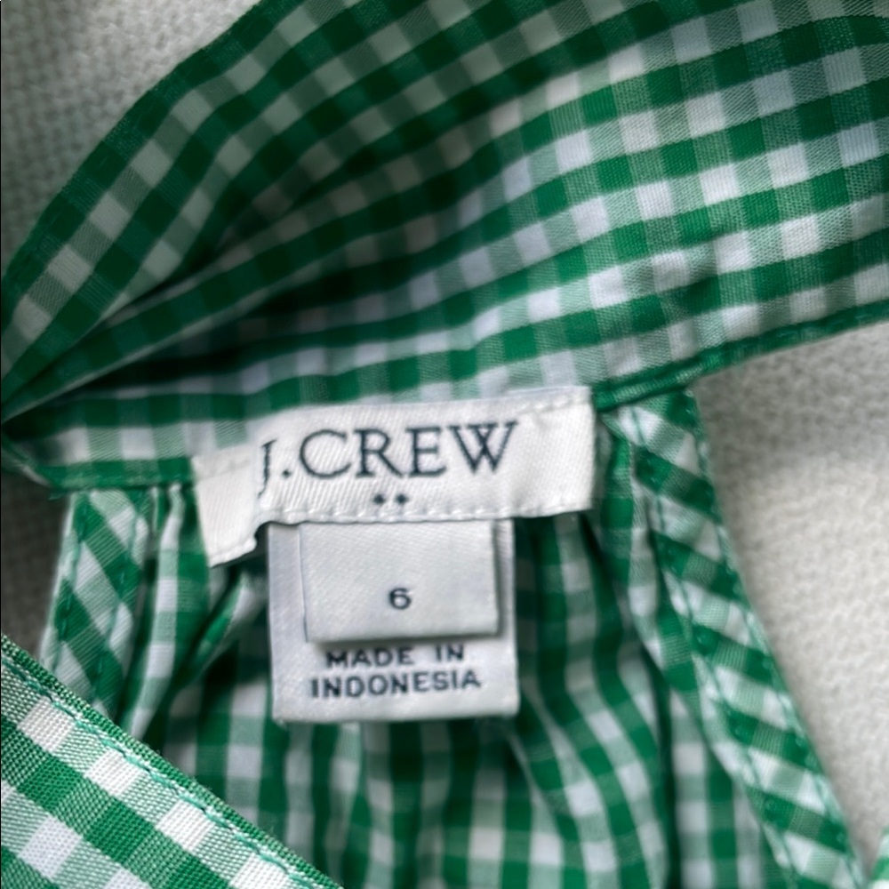 J.Crew Sleeveless  Blouse with Tie Back Green Gingham Size 6 - Picture 6 of 7
